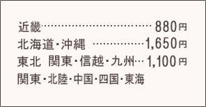 送料 近畿880円　北海道と沖縄1,650円　その他1,100円（税込）