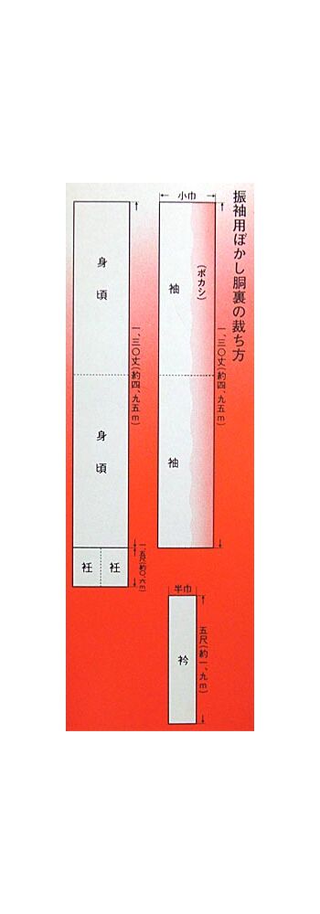 振袖用胴裏 ぼかし裁ち方