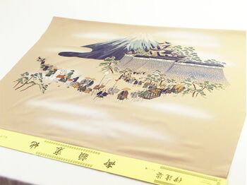 Washable Japanese picture lining fablic for Haori Daimyo gyoretu (procession of feudal lords) gray color