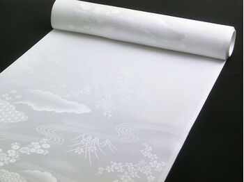 Washable jyuban(kimono underwear)cloud and flower and  Water flow desin white