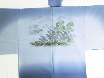 kimono underwear  “Hakusan” (3) Toyama Sansui (landscape) blue