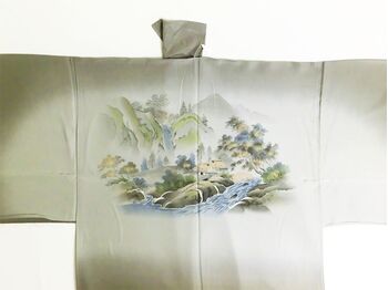 kimono underwear  “Hakusan” (10) landscape with waterfall,mountain stream brown