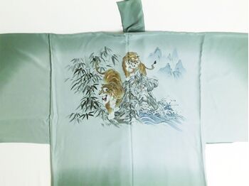 Kimono underwear Hand-printed yuzen men's lintel “Hakusan” (6) Tiger green