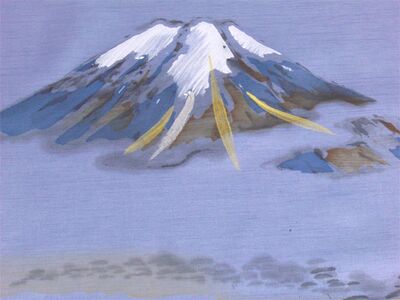 Washable haori's underfablic No.1 Mt.fuji and house at the lake desain blue gray color satin tone cloth