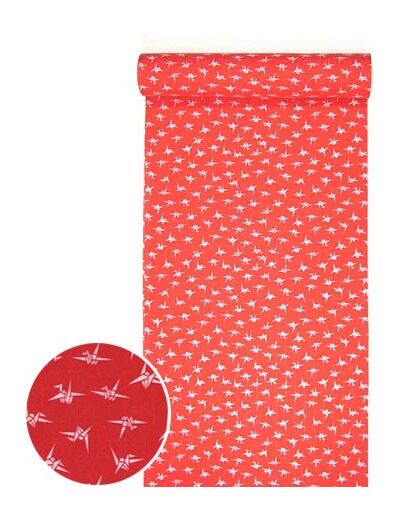 洗える紅(赤)襦袢 折り鶴紋