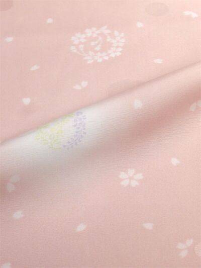 洗える長襦袢 反物 花丸 サーモンピンク 水玉紋意匠 生地風合い