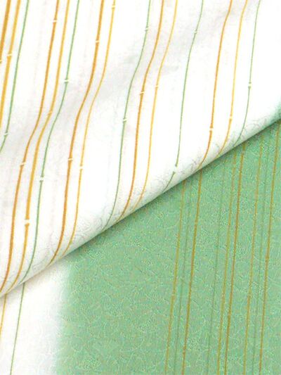 丹後産正絹襦袢 粋小町 半身深緑ぼかし と 竹調の縦線　生地風合い