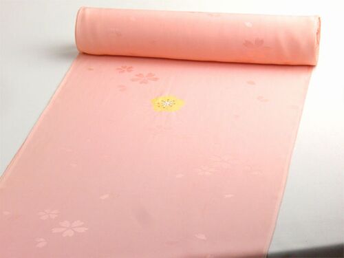 Pure silk jyuban(kimono underwear) skirt squeezed in cherry blossom blizzard light orange pink / aperture