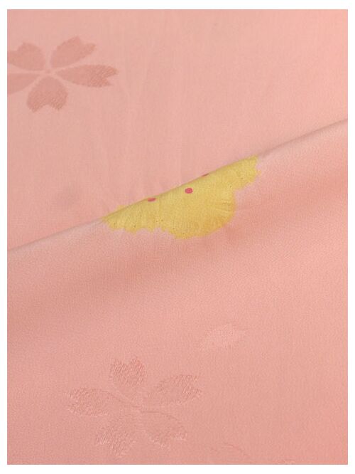 Pure silk jyuban(kimono underwear) skirt squeezed in cherry blossom blizzard light orange pink / aperture