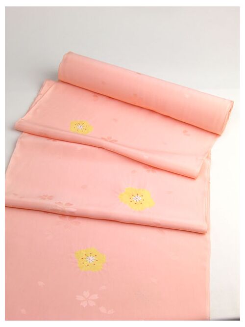 Pure silk jyuban(kimono underwear) skirt squeezed in cherry blossom blizzard light orange pink / aperture