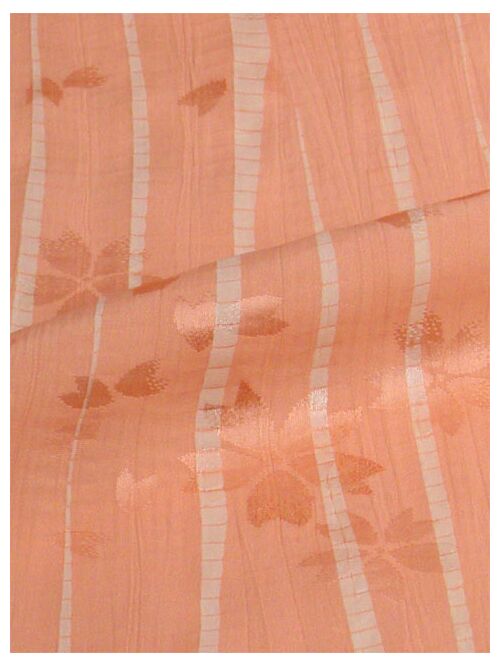 Pure silk jyuban(kimono underwear) skirt willow shibori cherry blossom blizzard pattern salmon / beige