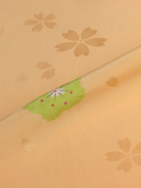 正絹長襦袢 桜吹雪に絞り オレンジ/本絞り