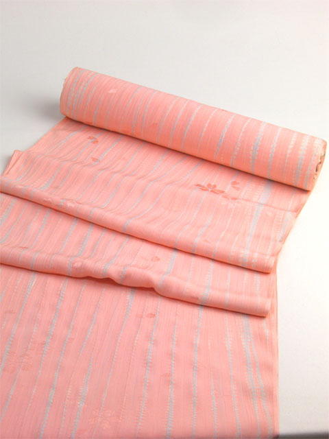 正絹長襦袢 桜吹雪に柳絞り ピンク/グレー
