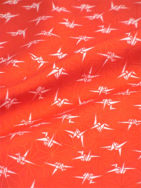 洗える長襦袢 赤 織り鶴